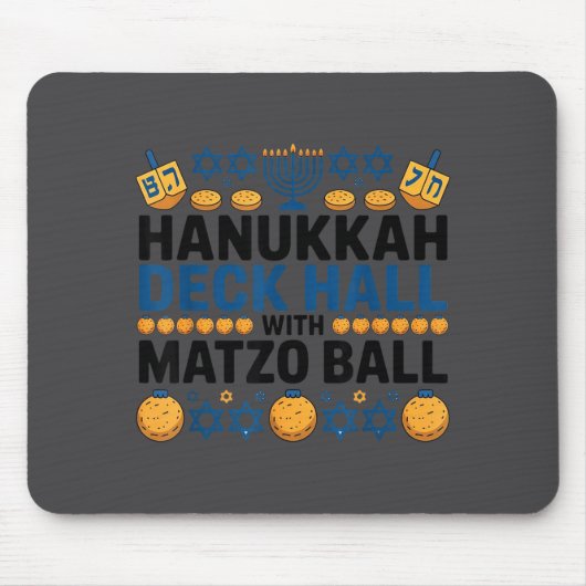 Ugly Hanukkah Deck Hall With Matzo Ball Chanukah  Muismat (Voorkant)