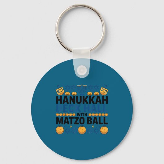 Ugly Hanukkah Deck Hall With Matzo Ball Chanukah  Sleutelhanger (Voorkant)