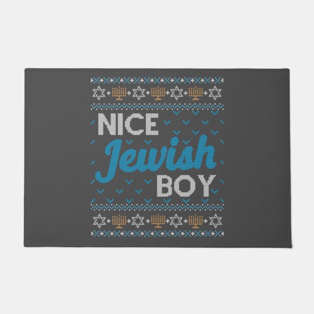 Ugly Hanukkah Nice Jewish Boy Matching Deurmat (Voorkant)
