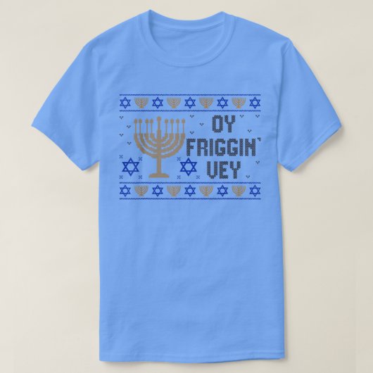 Ugly Hanukkah Pajama Menorah Oy Vey Yiddish Joods T-shirt (Design voorkant)