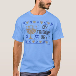 Ugly Hanukkah Pajama Menorah Oy Vey Yiddish Joods T-shirt