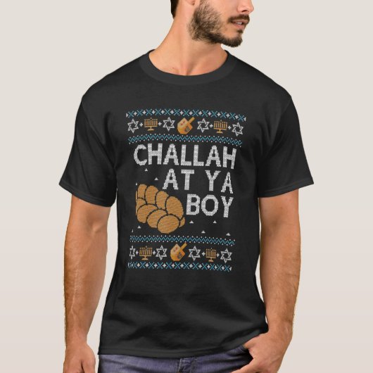 Ugly Hanukkah Sweater Challah bij Ya Boy Matching  T-shirt (Voorkant)