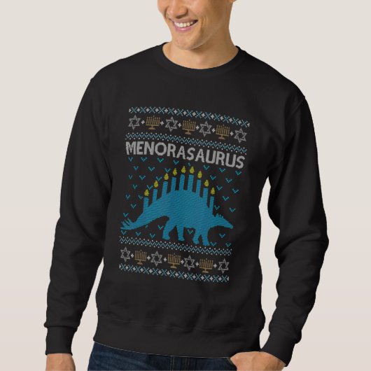 Ugly Hanukkah Sweater  Dinosaur Menorasaurus (Voorkant)