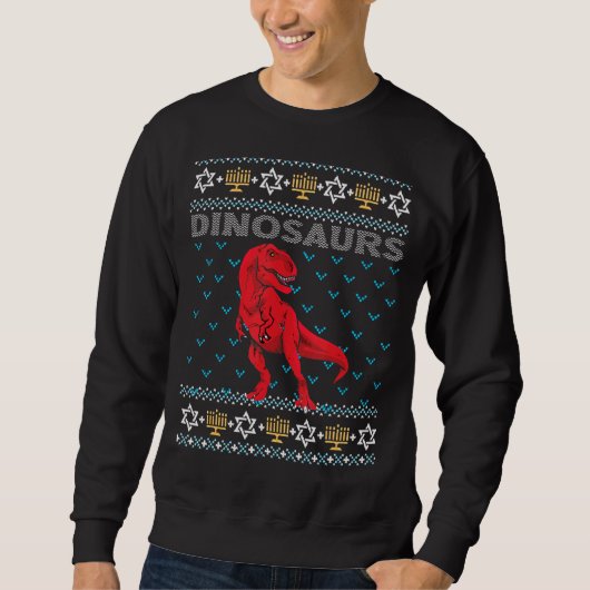 Ugly Hanukkah Sweater Dinosaurus Jewish Dinosaur X (Voorkant)