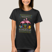 Ugly Hanukkah Sweater  Flamingo Menorah Dreidel T-shirt (Voorkant)
