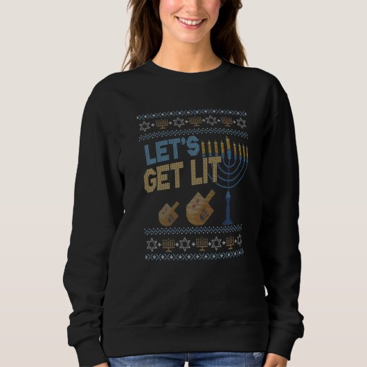 Ugly Hanukkah Sweater Lets Get Lit Menorah (Voorkant)