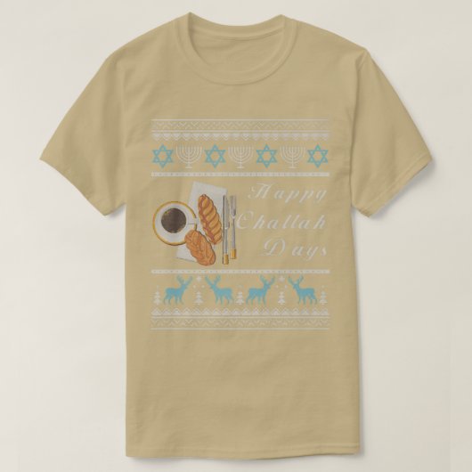 Ugly Hanukkah Sweater Menorah Happy Challah Days C T-shirt (Design voorkant)