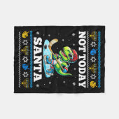 Ugly Hanukkah Sweater Not Today Santa Dinosaur Hoc Fleece Deken (Voorkant (Horizontaal))