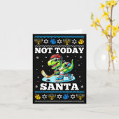 Ugly Hanukkah Sweater Not Today Santa Dinosaur Hoc Kaart (Gele Bloem)