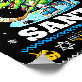 Ugly Hanukkah Sweater Not Today Santa Dinosaur Hoc Poster (Hoek)