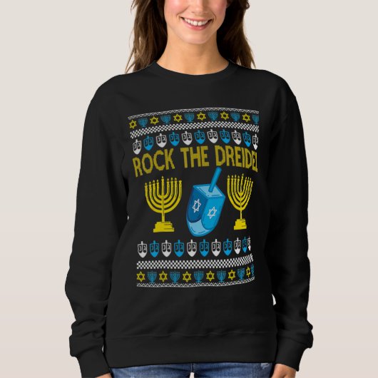 Ugly Hanukkah Sweater Rock The Dreidelorah Candles (Voorkant)