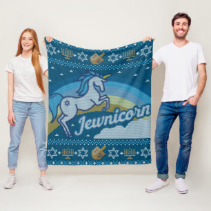 Ugly Hanukkah Unicorn Jewnicorn Fleece Deken