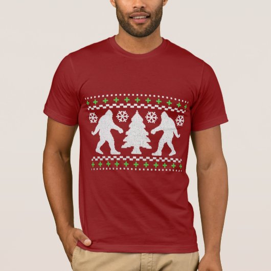 Ugly Holiday Bigfoot met Kerstmis T-shirt (Voorkant)