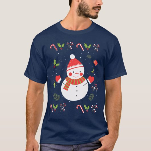 Ugly Holiday Sweater Cute Snowman T-shirt (Voorkant)