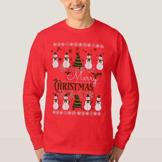 Ugly Holiday Sweater Merry kerst T-shirt (Voorkant)