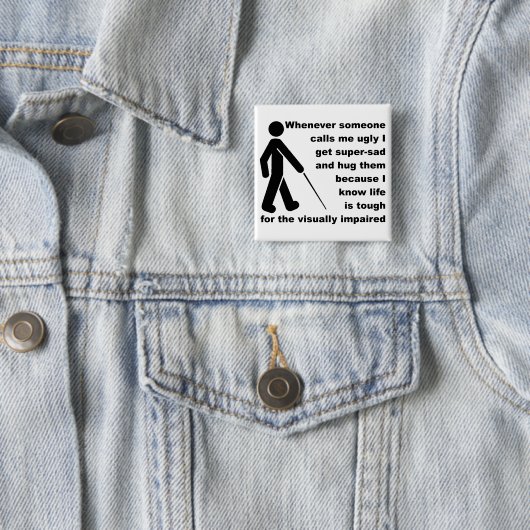 Ugly Hug Funny Button Badge (In situ)