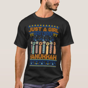 Ugly Just Girl houdt van Hanukkah Jewish Chanukah  T-shirt