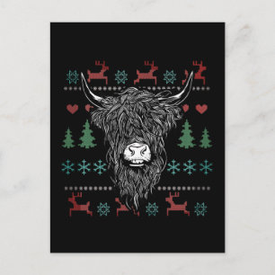Ugly kerst Highland Koe Briefkaart