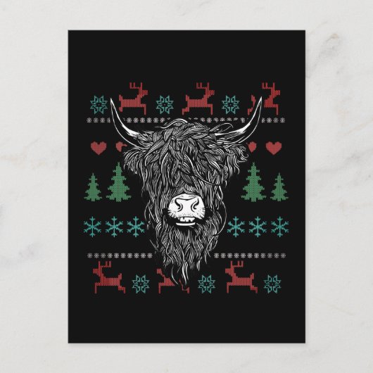 Ugly kerst Highland Koe Briefkaart (Voorkant)