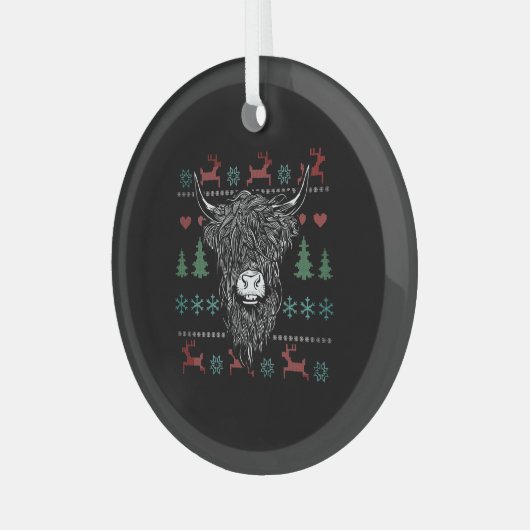 Ugly kerst Highland Koe Glas Ornament