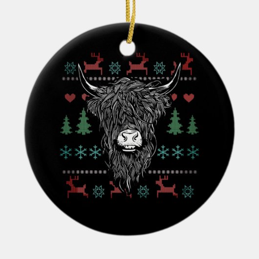 Ugly kerst Highland Koe Keramisch Ornament (Voorkant)