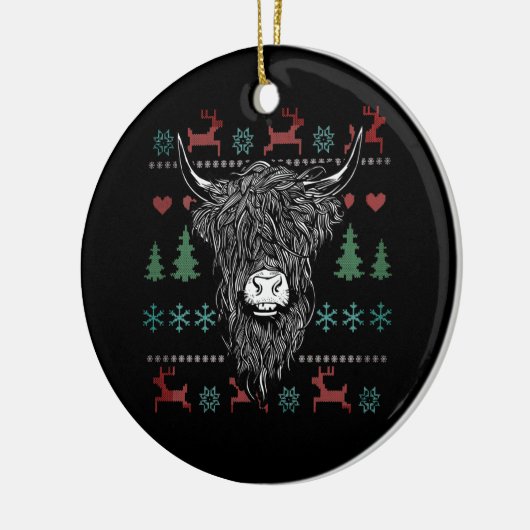 Ugly kerst Highland Koe Keramisch Ornament (Links)