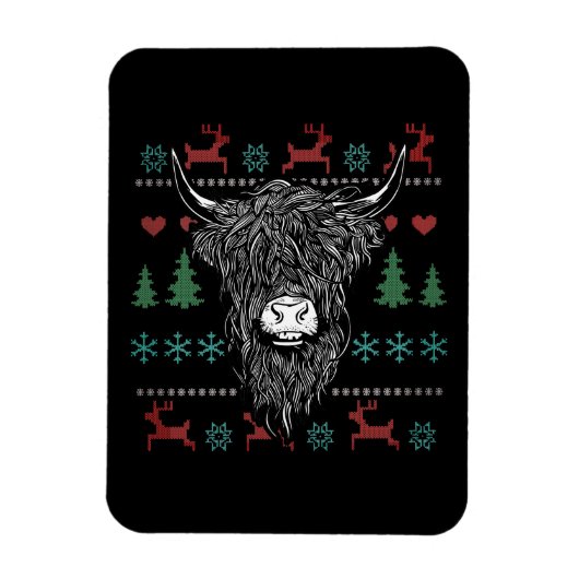Ugly kerst Highland Koe Magneet (Verticaal)