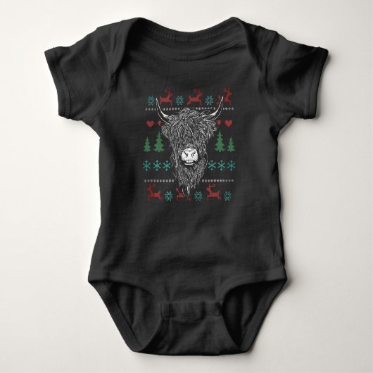 Ugly kerst Highland Koe Romper (Voorkant)