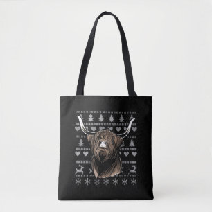 Ugly kerst Highland Koe Tote Bag