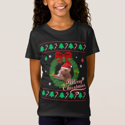 Ugly kerst Sweater Hamster T-shirt (Voorkant)