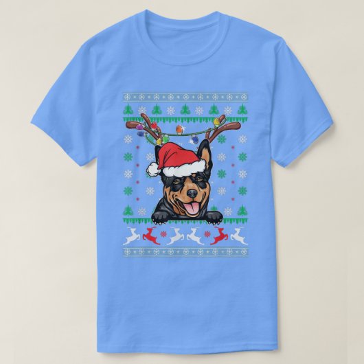 Ugly KerstAustralian Kelpie Reindeer Light Xm T-shirt (Design voorkant)
