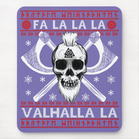 Ugly kerstdesign Fa-La-La Valhalla Viking Val Muismat (Voorkant)