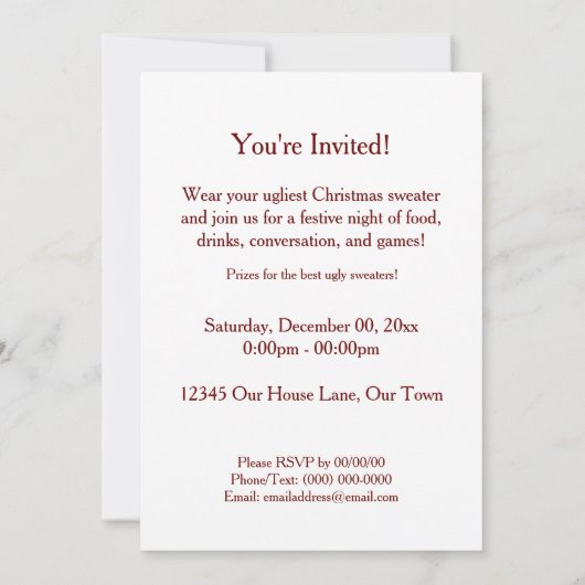 Ugly kerstkeuken kaart (Achterkant)