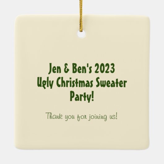 Ugly kerstkeuken keramisch ornament (Achterkant)