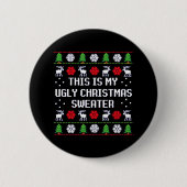 Ugly kerstkeuken ronde button 5,7 cm (Voorkant)