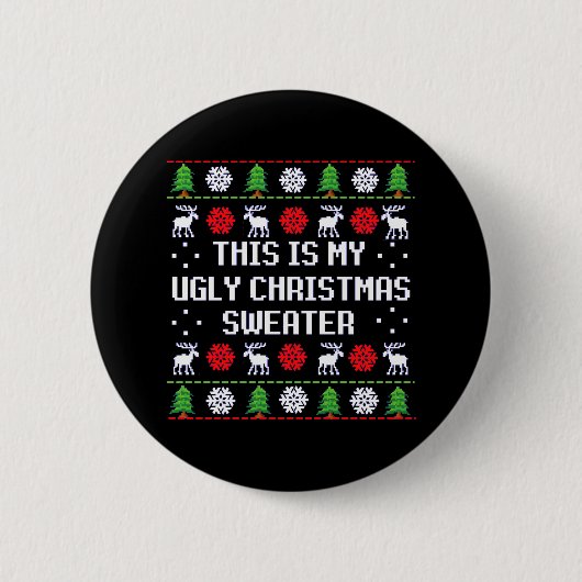 Ugly kerstkeuken ronde button 5,7 cm (Voorkant)