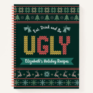 Ugly kerstkeukenboek Knit Green Recipe Cookbook Notitieboek