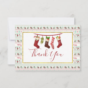 Ugly kerstkeukenpatroon met kousen bedankkaart
