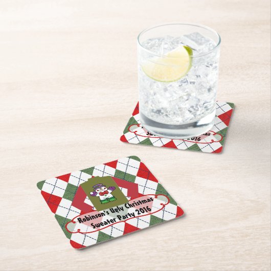 Ugly Kerstkeuker Partij Persoonlijk Kartonnen Onderzetters (Insitu)