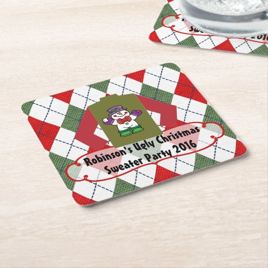 Ugly Kerstkeuker Partij Persoonlijk Kartonnen Onderzetters (Schuin)