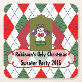 Ugly Kerstkeuker Partij Persoonlijk Kartonnen Onderzetters (Voorkant)