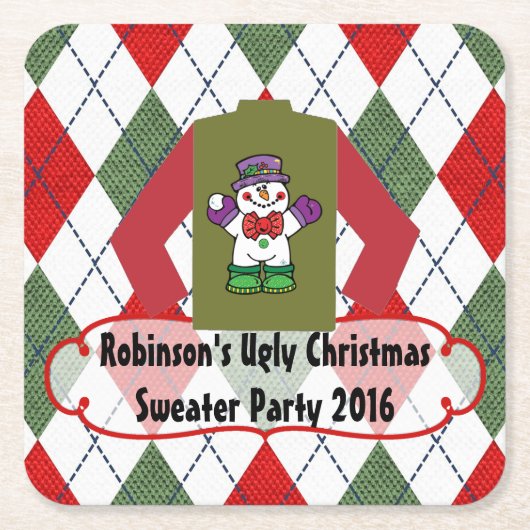 Ugly Kerstkeuker Partij Persoonlijk Kartonnen Onderzetters (Voorkant)