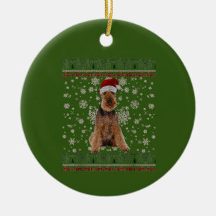 Ugly Kerstmis Airedale Terrier Dog Xmas Merry Keramisch Ornament