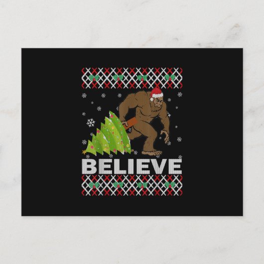 UGLY Kerstmis Believe Bigfoot Sasquatch Tree voor Briefkaart (Voorkant)