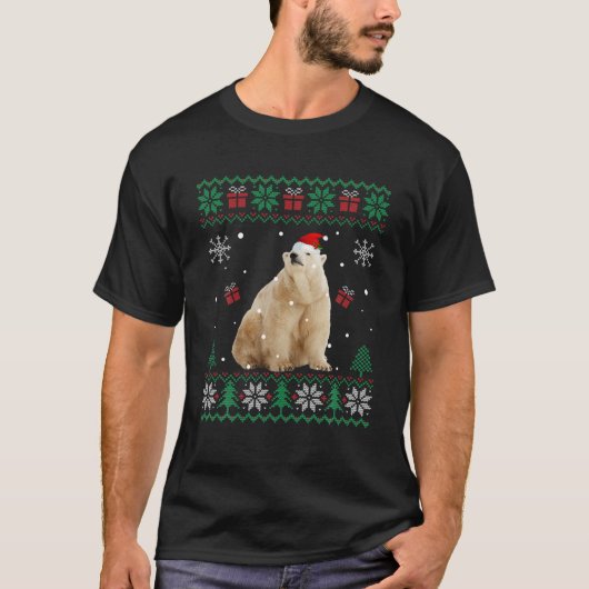 Ugly Kerstmis Pajama Sweater Polar Beer Animals L T-shirt (Voorkant)