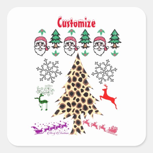 Ugly Kerstmis Random Mishmash Thunder_Cove Vierkante Sticker (Voorkant)