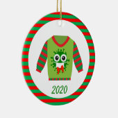 Ugly KerstSweater Covid Coronavirus 2020 Keramisch Ornament (Rechts)