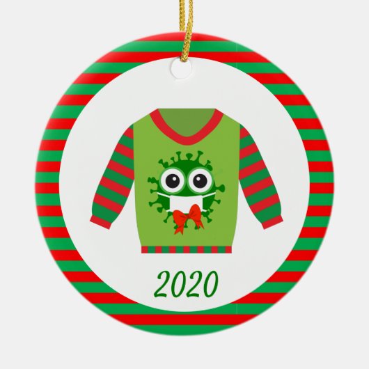 Ugly KerstSweater Covid Coronavirus 2020 Keramisch Ornament (Voorkant)