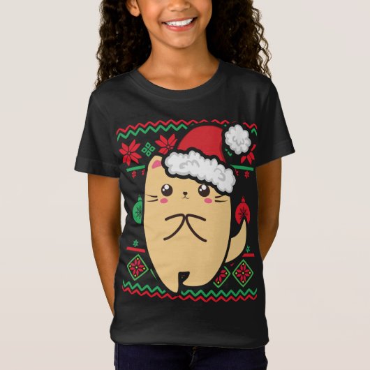 Ugly KerstSweater Cute Kawaii Anime Chibi Shy T-shirt (Voorkant)