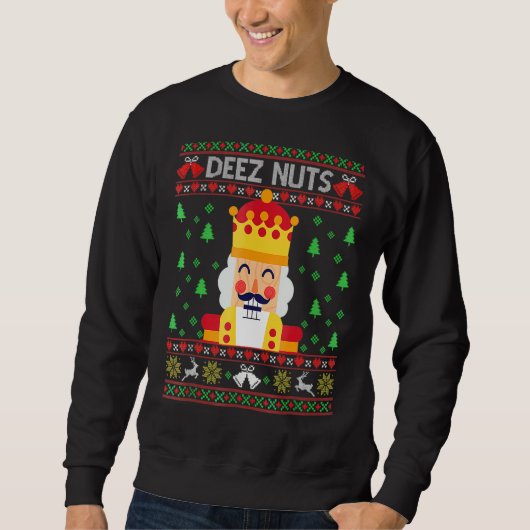 Ugly KerstSweater Deez Nuts Nutkraker Funny Trui (Voorkant)